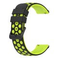 For Amazfit GTS 2E 20mm Two-Color Porous Silicone Watch Band(Black+Lime Green)