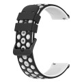 For Amazfit GTS 2 Mini 20mm Two-Color Porous Silicone Watch Band(Black+White)