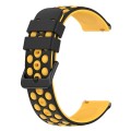 For Amazfit GTR 3 22mm Two-Color Porous Silicone Watch Band(Black+Yellow)