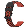 For Amazfit GTR 2e 22mm Two-Color Porous Silicone Watch Band(Black+Red)