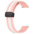 For Garmin Forerunner Sq2 20mm Folding Magnetic Clasp Silicone Watch Band(Pink+White)
