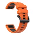 For Garmin Fenix 3 26mm Two-Color Sports Silicone Watch Band(Orange+Black)