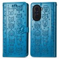 For Huawei Nova 10 Cat and Dog Embossed Leather Phone Case(Blue)