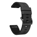 For Garmin Fenix 5 22mm Leather Steel Buckle Watch Band(Black)