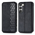 For Samsung Galaxy S23 5G Cubic Grid Pressed Magnetic Leather Phone Case(Black)