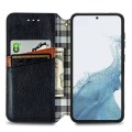 For Samsung Galaxy S23 Ultra 5G Cubic Grid Pressed Magnetic Leather Phone Case(Black)