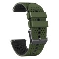 For Samsung Gear S3 Frontier 22mm Perforated Two-Color Silicone Watch Band(Army Green+Black)
