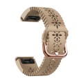 For Garmin Fenix 6S Pro 20mm Lady's Silicone Watch Band With Lace Punch(Khaki)