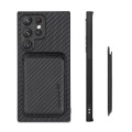 For Samsung Galaxy S23 Ultra 5G Carbon Fiber Leather Card Magsafe Case(Black)