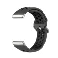 For Fitbit Versa 4 Two-Color Perforated Breathable Silicone Watch Band(Black+Black)