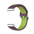 For Fitbit Versa 4 Two-Color Perforated Breathable Silicone Watch Band(Purple+Lime)