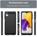 For Samsung Galaxy A22e Brushed Texture Carbon Fiber TPU Phone Case(Black)
