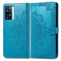 For OPPO A57s Mandala Flower Embossed Leather Phone Case(Blue)