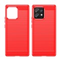 For Motorola Moto X40 Brushed Texture Carbon Fiber TPU Phone Case(Red)