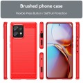 For Motorola Moto X40 Brushed Texture Carbon Fiber TPU Phone Case(Red)