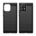 For Motorola Moto X40 Pro Brushed Texture Carbon Fiber TPU Phone Case(Black)