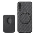 For Samsung Galaxy A50 Carbon Fiber Leather Card Magsafe Case(Black)