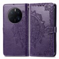 For Huawei Mate 50 Pro Mandala Flower Embossed Leather Phone Case(Purple)