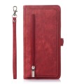 For Samsung Galaxy S23 5G Zipper Card Slot Buckle Wallet Leather Phone Case(Red)