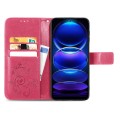 For Xiaomi Redmi Note 12 Pro 5G Four-leaf Clasp Embossed Buckle Leather Phone Case(Magenta)