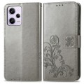 For Xiaomi Redmi Note 12 Pro 5G Four-leaf Clasp Embossed Buckle Leather Phone Case(gray)