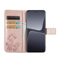 For Xiaomi 13 Pro Four-leaf Clasp Embossed Buckle Leather Phone Case(Rose Gold)