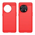 For OnePlus 11 Brushed Texture Carbon Fiber TPU Phone Case(Red)