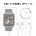 For Apple Watch Series & iPhone 3 in 1 Type-C Magnetic Charging Cable 4ft/1.2m