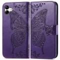 For Samsung Galaxy A04 Butterfly Love Flower Embossed Leather Phone Case(Purple)