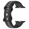 Butterfly Buckle Two-Color Silicone Watch Band For Apple Watch Ultra 49mm(Black+Grey)