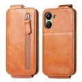 For Xiaomi Redmi 13C Zipper Wallet Vertical Flip Leather Phone Case(Brown)