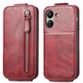 For Xiaomi Redmi 13C Zipper Wallet Vertical Flip Leather Phone Case(Red)