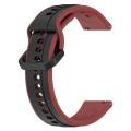 For Samsung Galaxy Watch 6 Classic 47mm 20mm Convex Loop Two-Color Silicone Watch Band(Black+Red)
