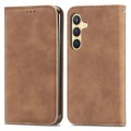 For Samsung Galaxy S24+ 5G Retro Skin Feel Magnetic Leather Phone Case(Brown)