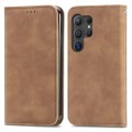 For Samsung Galaxy S24 Ultra 5G Retro Skin Feel Magnetic Leather Phone Case(Brown)