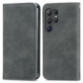 For Samsung Galaxy S24 Ultra 5G Retro Skin Feel Magnetic Leather Phone Case(Gray)