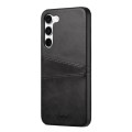 For Samsung Galaxy S23+ 5G teni Calf Texture Back Cover Phone Case with Card Slots(Black)