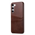 For Samsung Galaxy S23+ 5G teni Calf Texture Back Cover Phone Case with Card Slots(Brown)