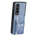 For Samsung Galaxy Z Fold3 Wristband Kickstand Card Wallet Back Cover Phone Case(Blue)