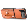 For Samsung Galaxy Z Flip3 5G Wristband Kickstand Card Wallet Back Cover Phone Case(Brown)