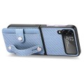 For Samsung Galaxy Z Flip 5G Wristband Kickstand Card Wallet Back Cover Phone Case(Blue)