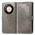 For Honor Magic6 Lite Mandala Flower Embossed Leather Phone Case(Gray)