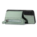 For Samsung Galaxy S22 5G Carbon Fiber Horizontal Flip Zipper Wallet Phone Case(Green)