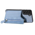 For Samsung Galaxy S21 5G Carbon Fiber Horizontal Flip Zipper Wallet Phone Case(Blue)