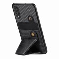 For Samsung Galaxy A50 Carbon Fiber Wallet Flip Card K-shaped Holder Phone Case(Black)