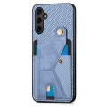 For Samsung Galaxy A14 5G Carbon Fiber Wallet Flip Card K-shaped Holder Phone Case(Blue)
