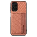 For Samsung Galaxy A13 4G Carbon Fiber Magnetic Card Wallet Bag Phone Case(Brown)