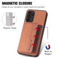 For Samsung Galaxy A13 4G Carbon Fiber Magnetic Card Wallet Bag Phone Case(Brown)