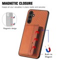 For Samsung Galaxy A54 5G Carbon Fiber Magnetic Card Wallet Bag Phone Case(Brown)