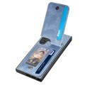 For Samsung Galaxy S22 Ultra 5G Carbon Fiber Vertical Flip Zipper Wallet Phone Case(Blue)